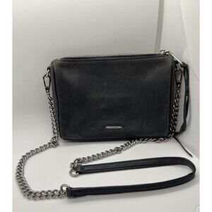Rebecca Minkoff Avery Black Suede Crossbody Chain Link Strap Bag